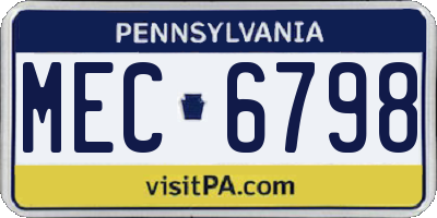 PA license plate MEC6798