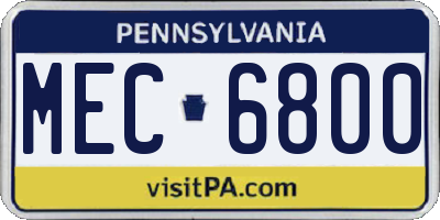 PA license plate MEC6800