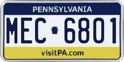 PA license plate MEC6801
