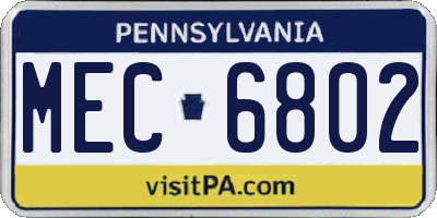 PA license plate MEC6802
