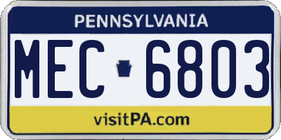 PA license plate MEC6803