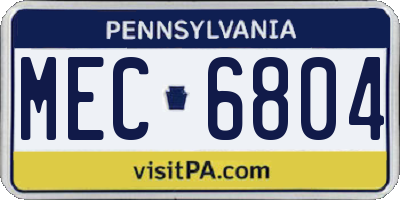 PA license plate MEC6804