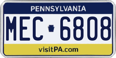PA license plate MEC6808
