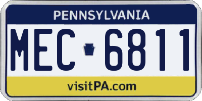 PA license plate MEC6811
