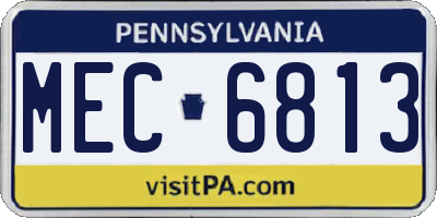 PA license plate MEC6813