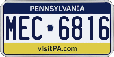 PA license plate MEC6816