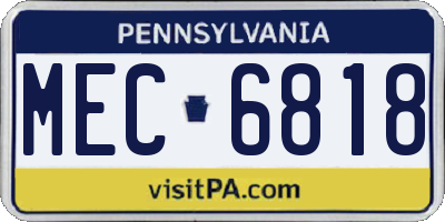 PA license plate MEC6818