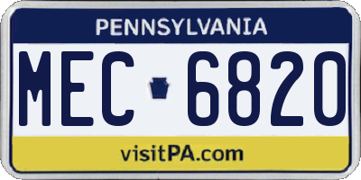 PA license plate MEC6820