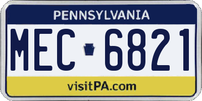 PA license plate MEC6821