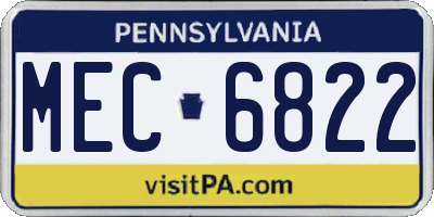 PA license plate MEC6822