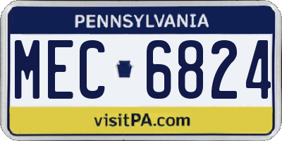 PA license plate MEC6824