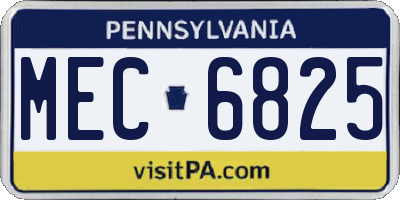 PA license plate MEC6825