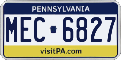 PA license plate MEC6827
