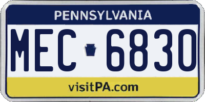 PA license plate MEC6830