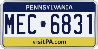 PA license plate MEC6831