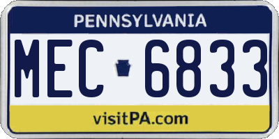PA license plate MEC6833