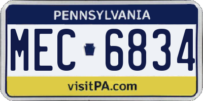 PA license plate MEC6834