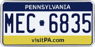 PA license plate MEC6835