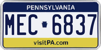PA license plate MEC6837