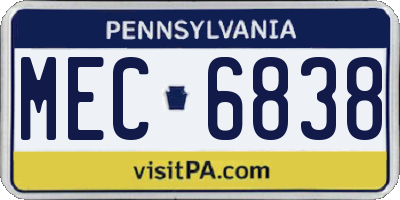 PA license plate MEC6838