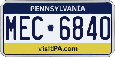 PA license plate MEC6840