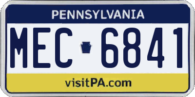 PA license plate MEC6841