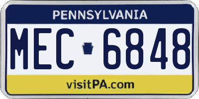 PA license plate MEC6848