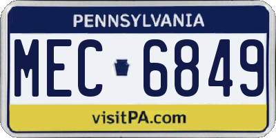 PA license plate MEC6849