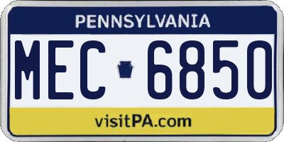 PA license plate MEC6850