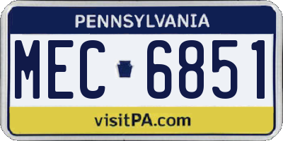 PA license plate MEC6851