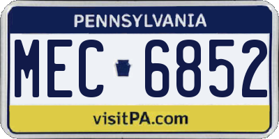 PA license plate MEC6852