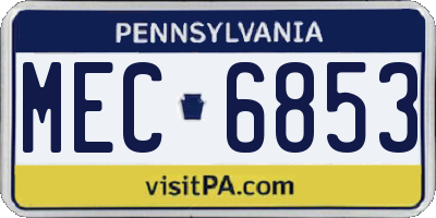 PA license plate MEC6853