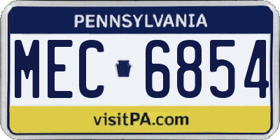 PA license plate MEC6854