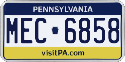 PA license plate MEC6858