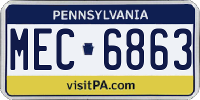 PA license plate MEC6863