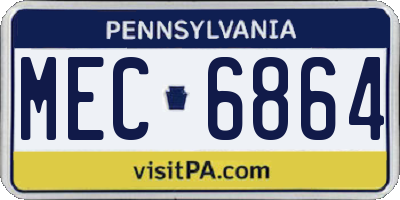 PA license plate MEC6864