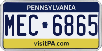PA license plate MEC6865