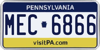 PA license plate MEC6866