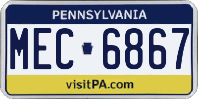 PA license plate MEC6867