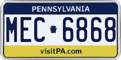 PA license plate MEC6868