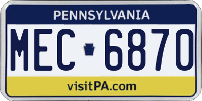 PA license plate MEC6870