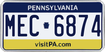 PA license plate MEC6874