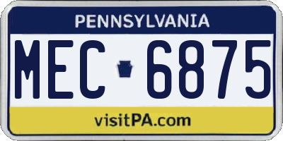 PA license plate MEC6875