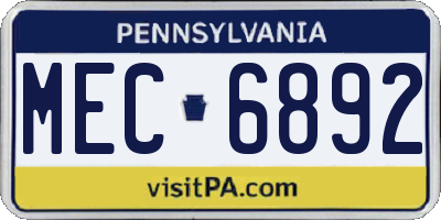 PA license plate MEC6892