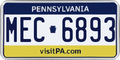 PA license plate MEC6893