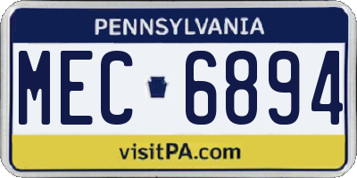 PA license plate MEC6894