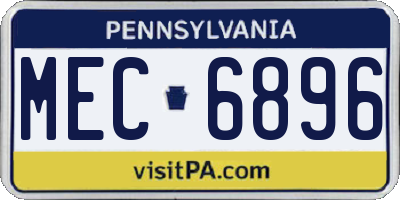 PA license plate MEC6896