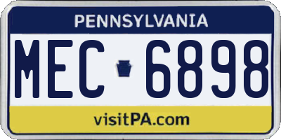 PA license plate MEC6898