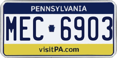 PA license plate MEC6903