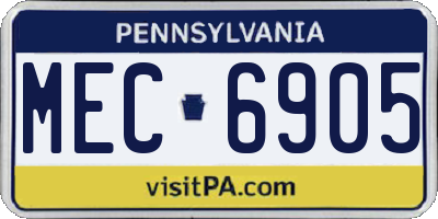 PA license plate MEC6905